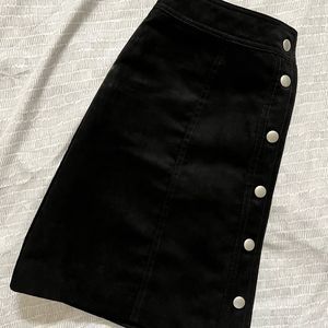 Black suede mini skirt